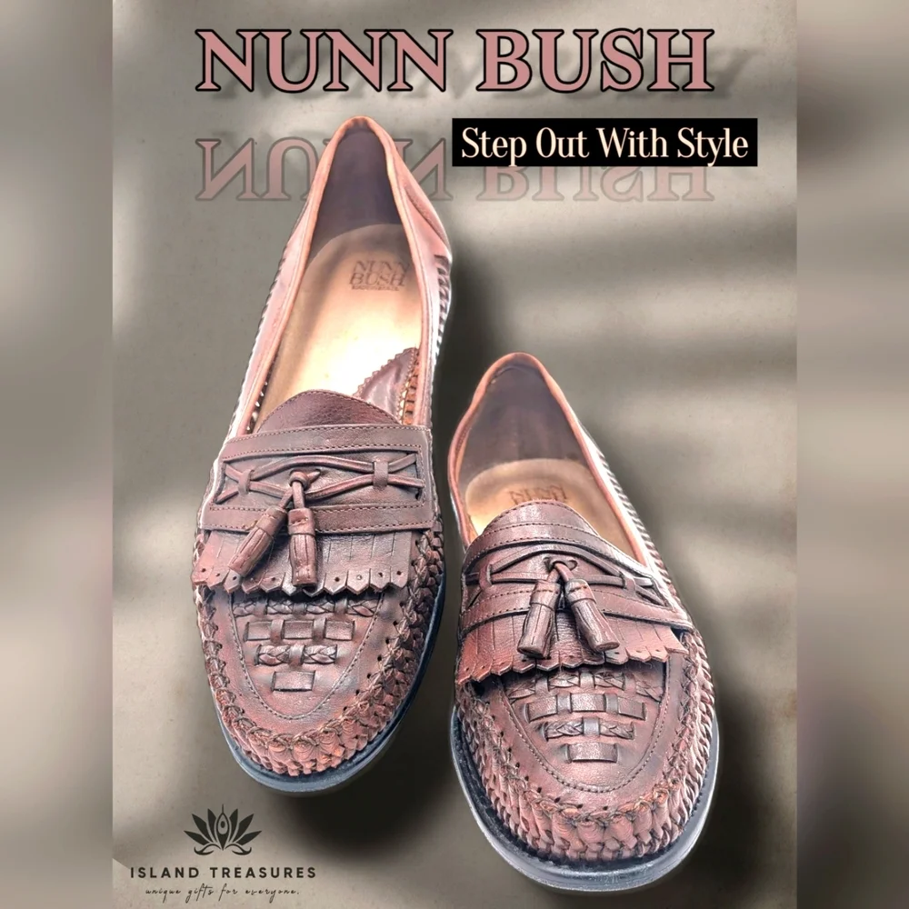 Nunn Bush Woven Leather Tassel Loafers Men's Sz 12M Brown Slip On Casual Preppy - Picture 17 of 17